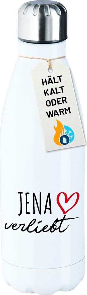 Huuraa Trinkflasche Jena verliebt 500ml White Edelstahl Wasserflasche Trinkflasche Geschenkidee