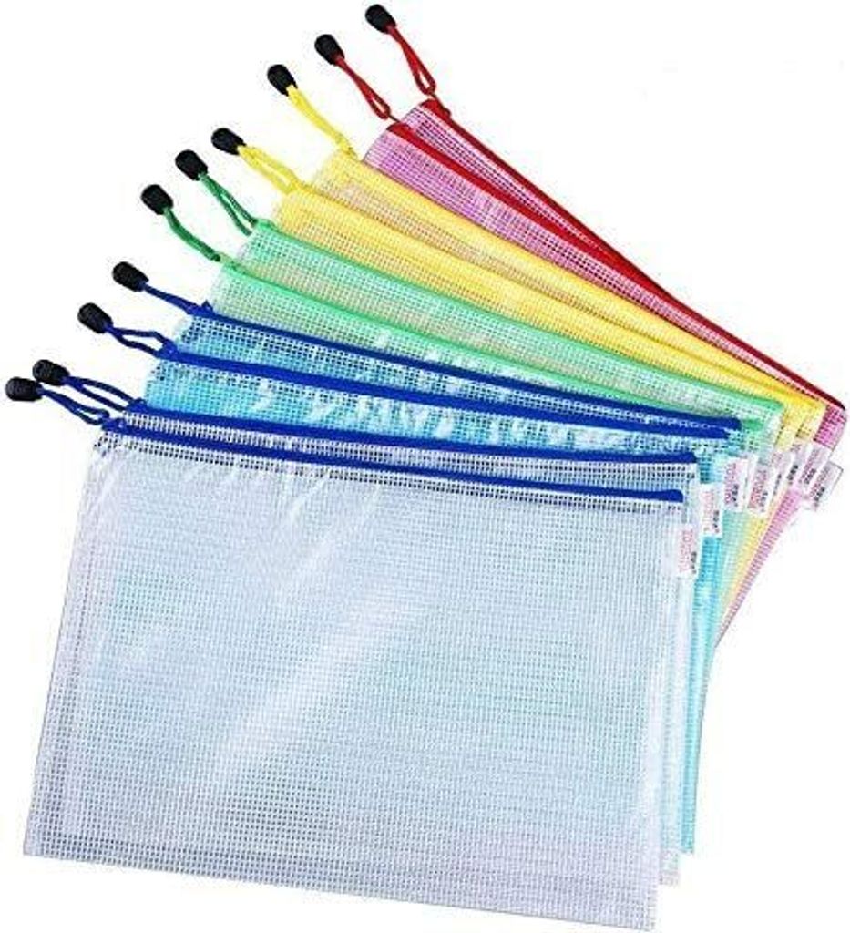 Dokumententasche A4, 10 Stücke A4 Datei Taschen mit Reißverschluss, Mesh Kunststoff Reißverschlusstasche für Datei, Papier, Dokumente, Kosmetik...