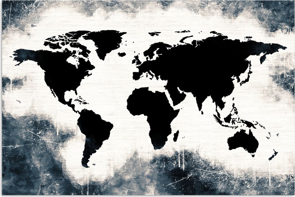 MuchoWow Poster Weltkarte - Holz - Schwarz 120x80 cm - Bilder