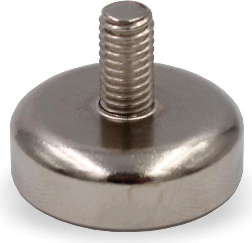 Topfmagnet Neodym Flachgreifer Ø25mm | Außengewinde | M6 x 11mm - Haftkraft 22kg