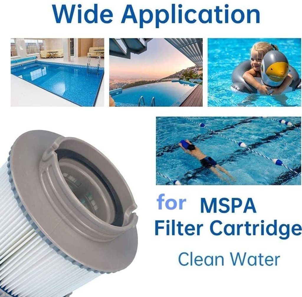 6 Cartucce Filtro Piscina Compatibili Con MSpa – Tipo H, 107x55x80 Mm, Lavabili E Riutilizzabili, Per Spa E Hot Tub