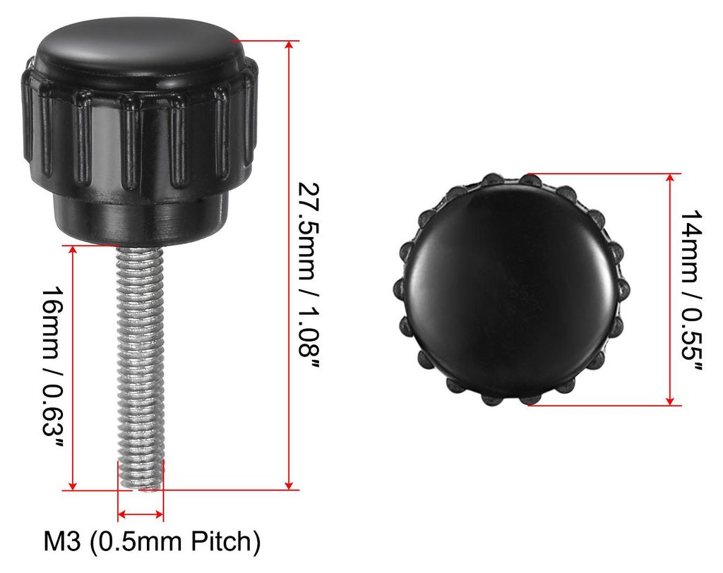 8 Stš¹ck R?ndelschraube mit Gewinde M3 x 16mm Rundkopfschraube Rundgriffschraube Rundgriffbolzen Klemmkn?pfe 14mm Handkn?pfe Daumenschrauben Span...