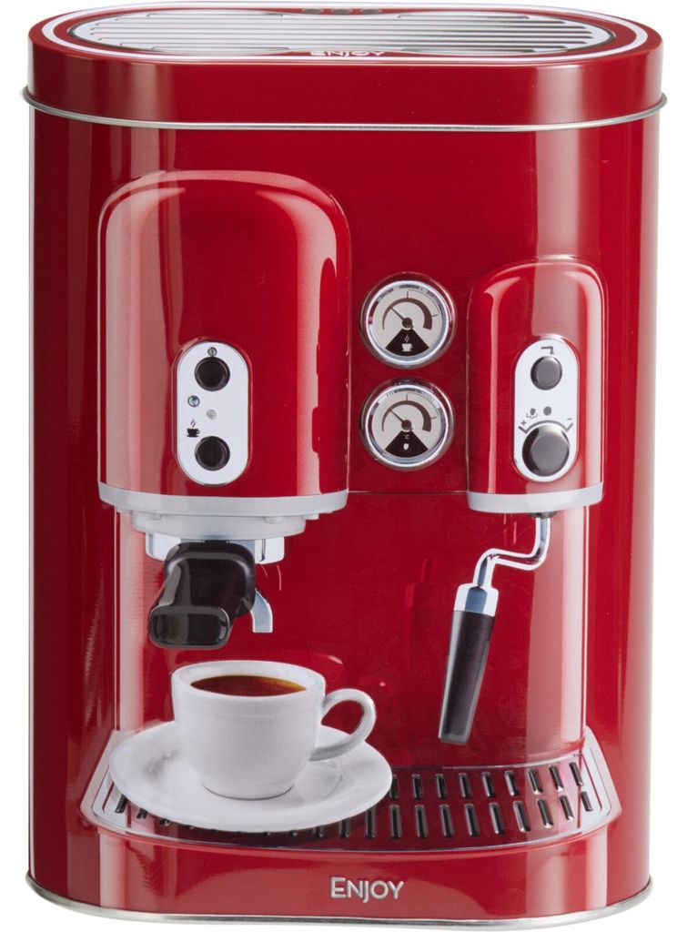 Kaffeedose - Metall - Retro Kaffeemaschine rot - 13x8x19 cm Produktbild 