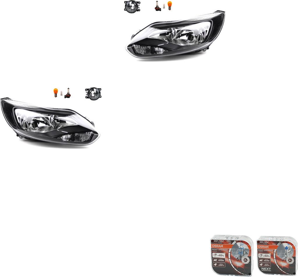 Johns, Scheinwerfer + Osram Night Breaker Laser passend für Ford Focus 11 04/11-09/14 Le 8200074008 6202E1 00006202E1 6710027 0000620639 620639 00...