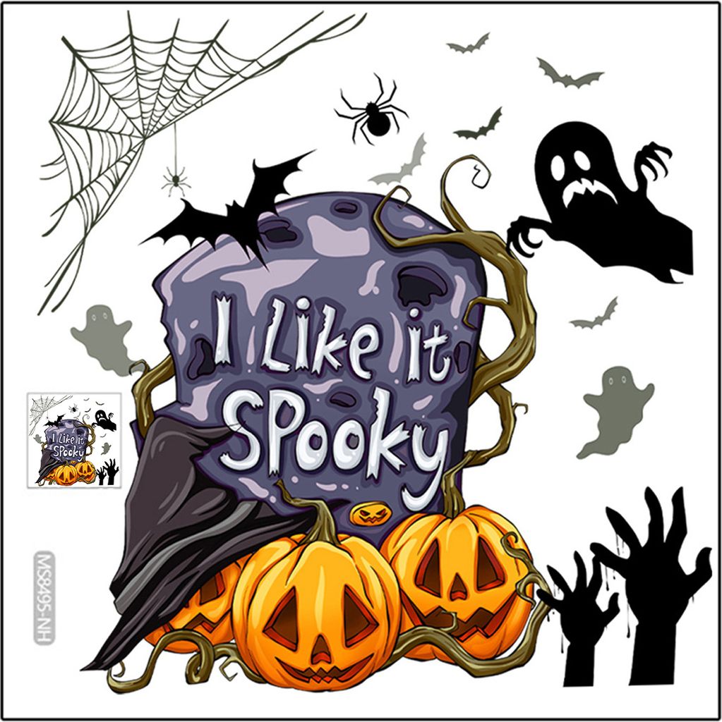 Halloween Toilettenaufkleber Grabstein Kürbis Geist Fledermaus Spinne Ich mag es gruselig Selbstklebend Wasserdicht PVC Wandkunst Dekoration Aufkl...