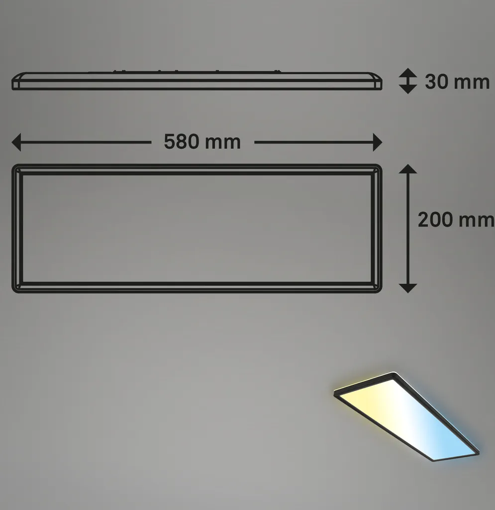 Panneau LED Dimmable 24W Noir CCT à Télécommande avec Effet de Rétroéclairage - 4