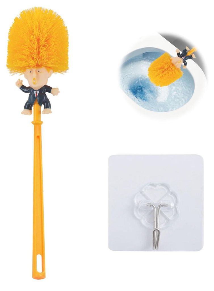 Trump-Toilettenbürste, lustige Toilettenbürste, Toilettenbürste aus Kunststoff, gelb-1, 35,5 cm x 13 cm x 6 cm