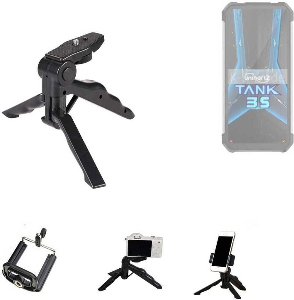 K-S-Trade Stativ Tisch-Ständer Dreibein Handy-Stativ Ständer kompatibel mit Unihertz 8849 Tank 3S Mini-Stativ Smartphone Tripod Handy-Stativ aus