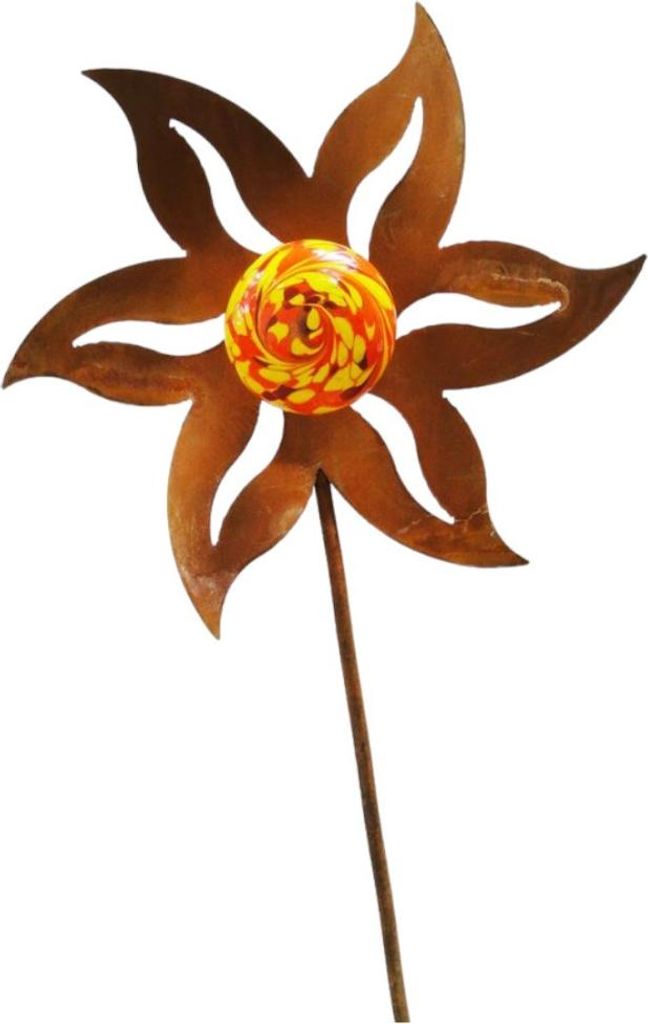 Stecker Blume mit Kugel Rostoptik 100 cm