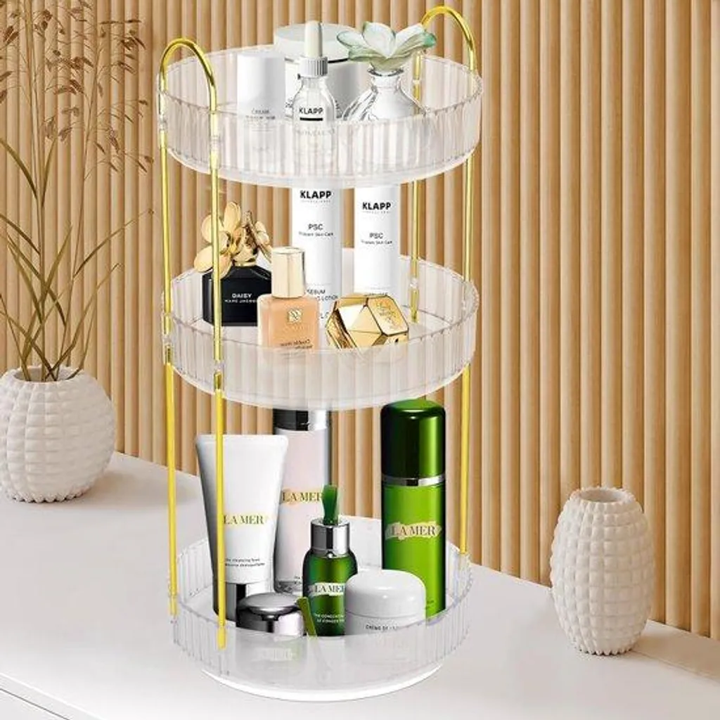 Rangement maquillage tournant en acrylique pour soin visage