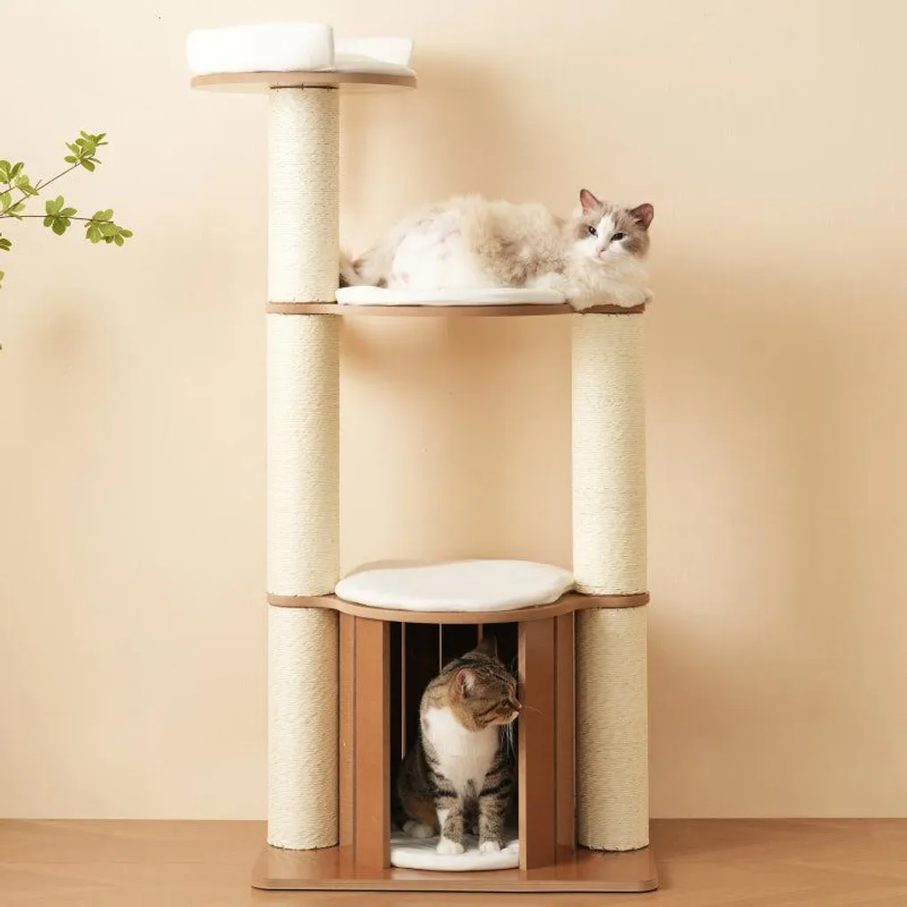 Tour à griffer pour chat avec cachette et plateformes imperméables - 3