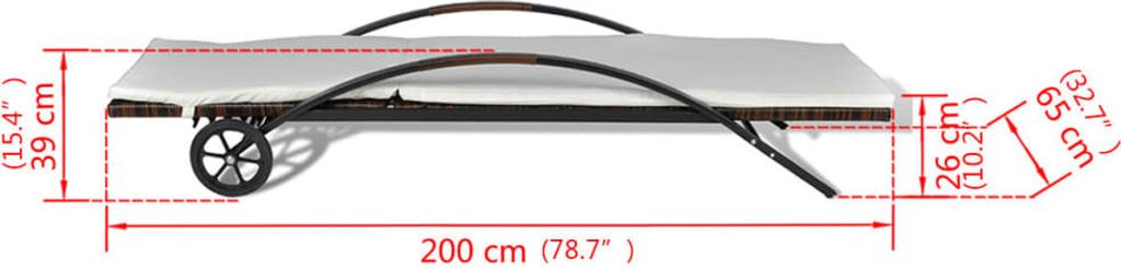 vidaXL Lehátka so stolíkom Poly ratan Brown Obrázok produktu 7