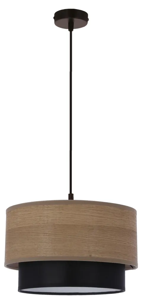 Suspension design RUBEN bois noyer/noir 1x60W - Éclairage E27 rond