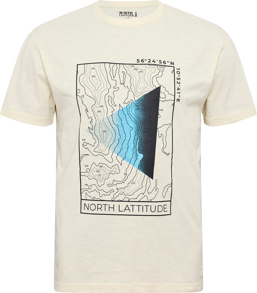 North Latitude XXL T-Shirt creme Druck topografisch, Größe:8XL