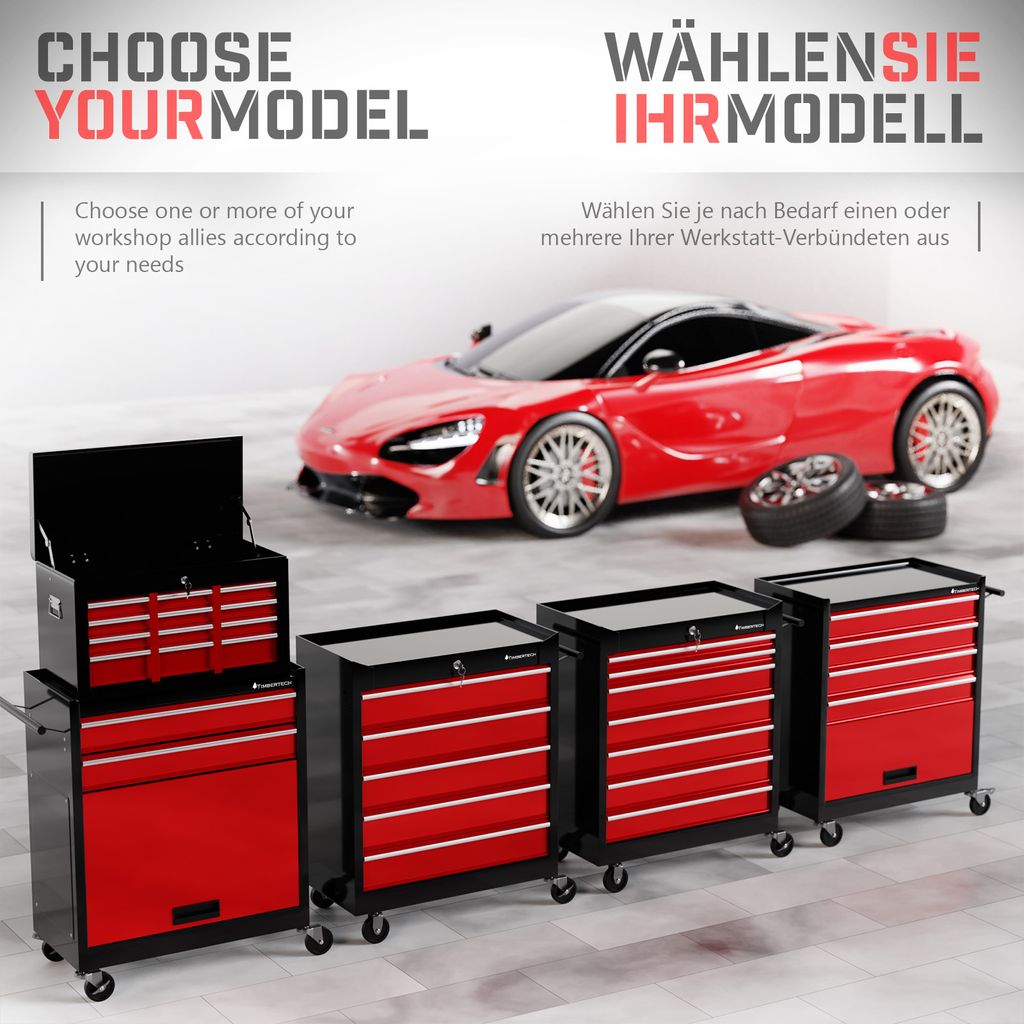 TIMBERTECH® Werkstattwagen auf Rollen - leer, 2 Schubladen Produktbild 12
