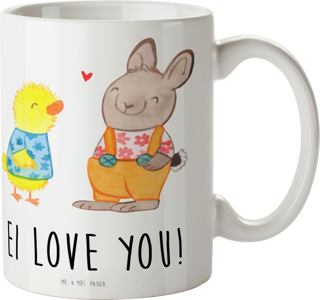 Mr. & Mrs. Panda Tasse Ostern Freundschaft - Weiß - Geschenk, Ostergrüße, Becher, Keramiktasse, Trinkbecher, Küken, Kaffeetasse, haferl, Frühl...