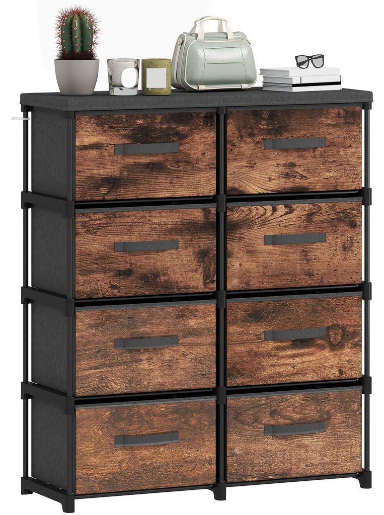 HOMCOM Kommode met 8 lades, vintage bruin, voor de Productafbeelding 