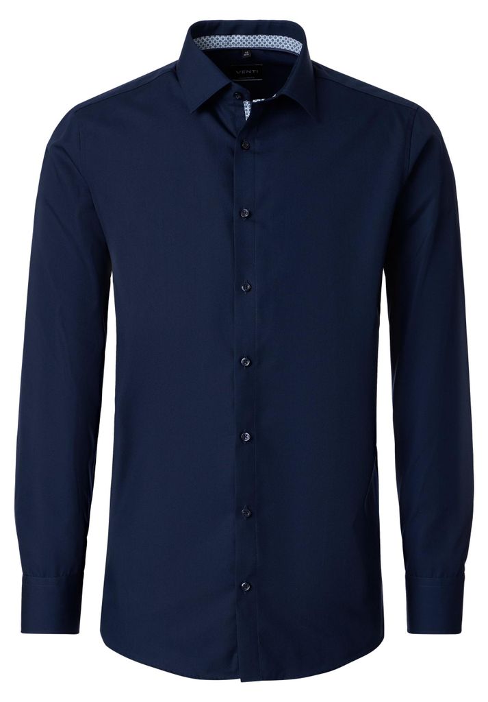 VENTI Herren Businesshemd Langarm Kent Modern-Fit Marine 44