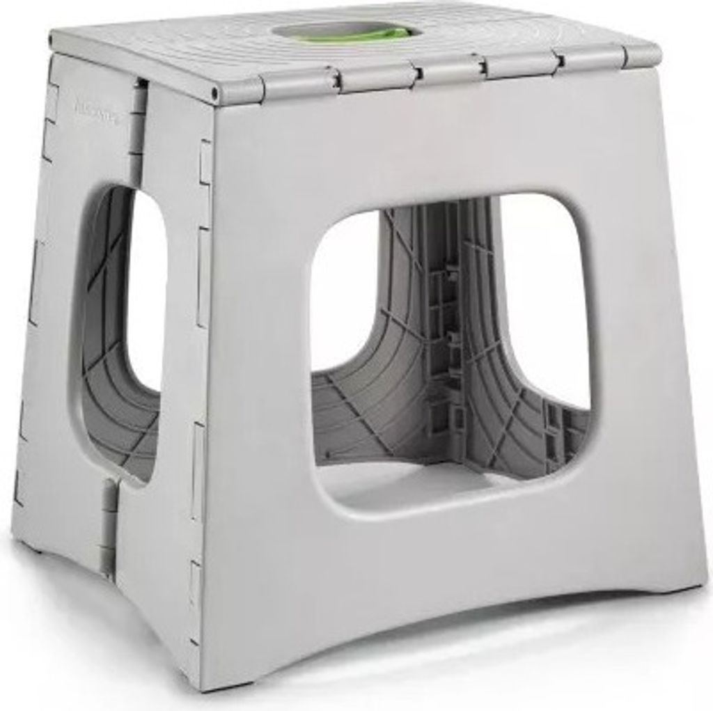 Grauer Klapphocker Aus Kunststoff - Praktische Tritthilfe Für Haushalt & Küche Bis 150kg