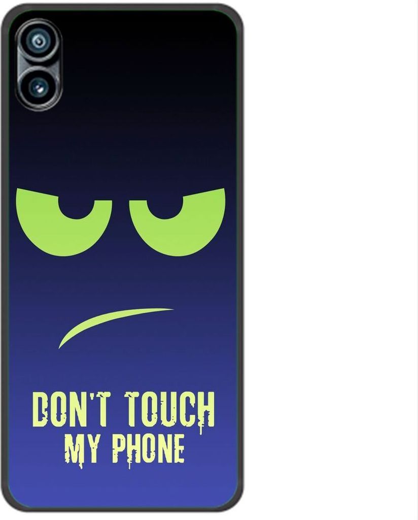 König Design Hülle kompatibel mit Nothing Phone 1 Kunststoff Soft Handyhülle - Handy Case Dont Touch My Phone Grün Blau