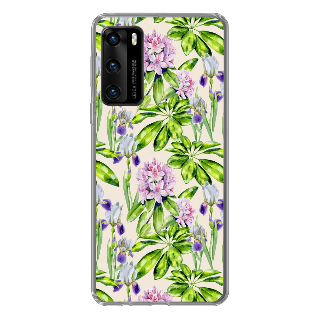 MuchoWow Handyhülle Schutzhülle Hülle für Huawei P40 Hortensie - Blatt - Blüte Silikon Softcase Handy Hülle - Handytasche