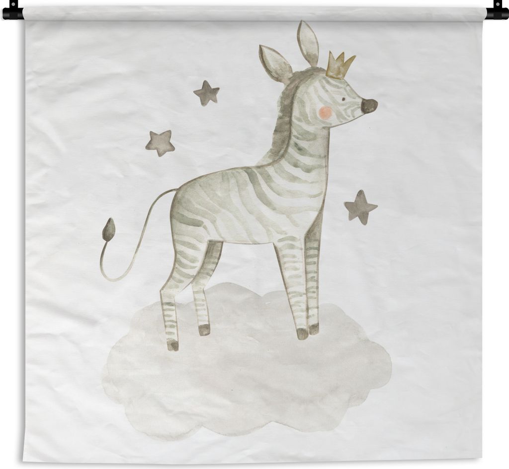 MuchoWow Wandteppich Wandbehang Zebra - Krone - Wolke 150x150 cm Tapisserie Dekoration Wandtuch - Wohnaccessoires - Modernes