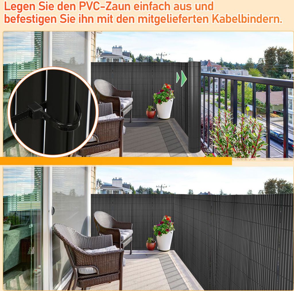 Balkon Sichtschutz 600x90 Fiqops Sichtschutzmatte PVC Sichtschutz Verstärkte Lamellen Balkon Sichtschutz 90x600