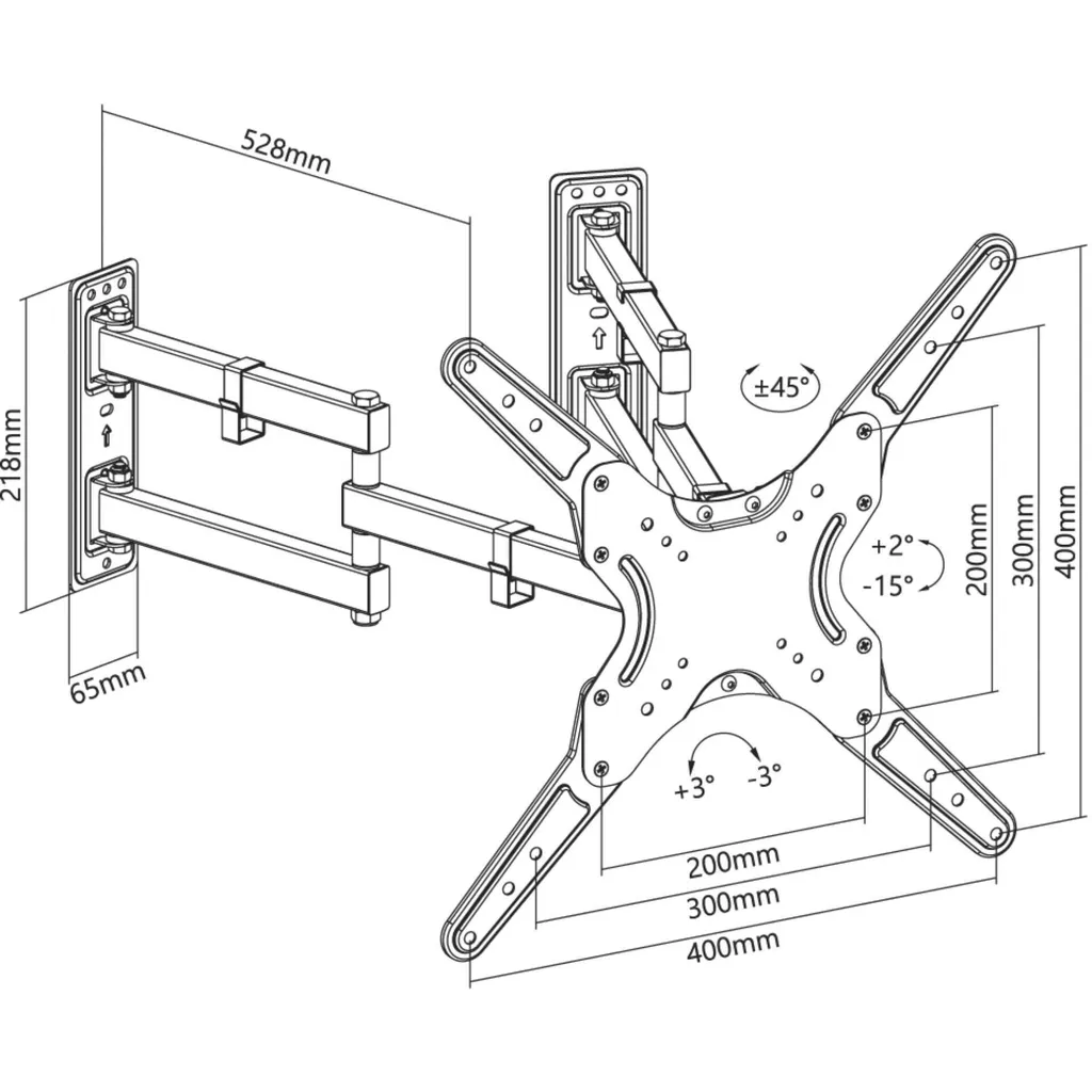 Support mural TV d'angle Reflecta FLEXO 55-4040TC gain de place séjour