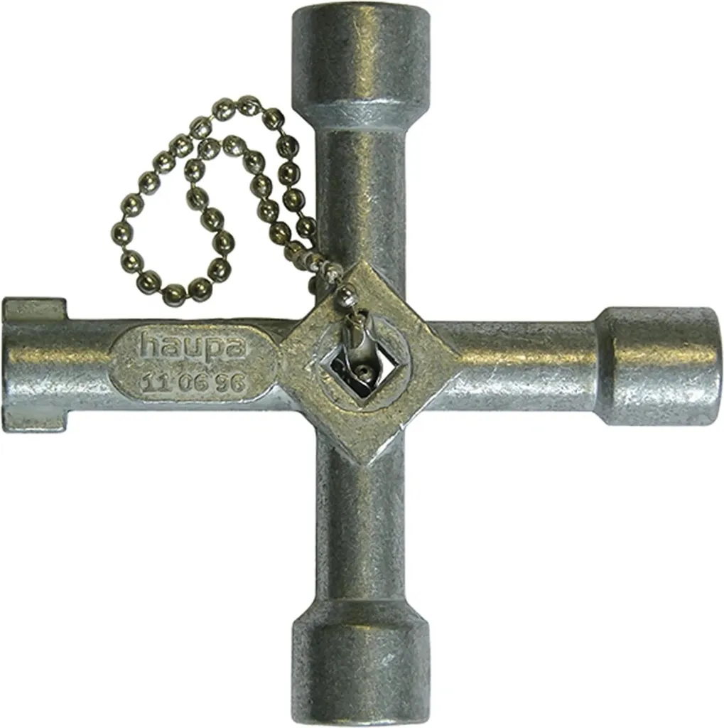 Clé en croix HAUPA HUPkey robuste en zinc pour systèmes de verrouillage