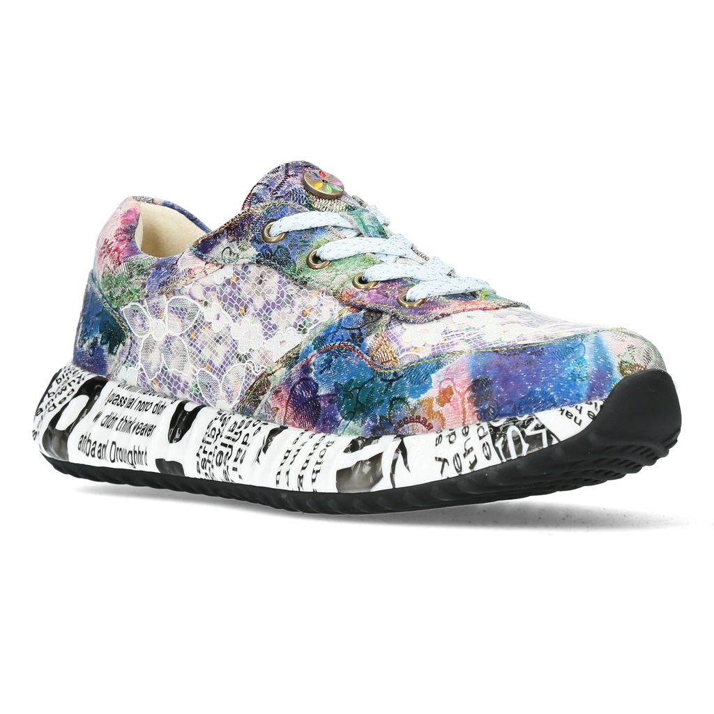 LAURA VITA Sneaker Burton 05 jeans flieder blau multi Leder-Stoffmix mit herausnehmbarer Lederinnensohle Weite G Gr.38 EU