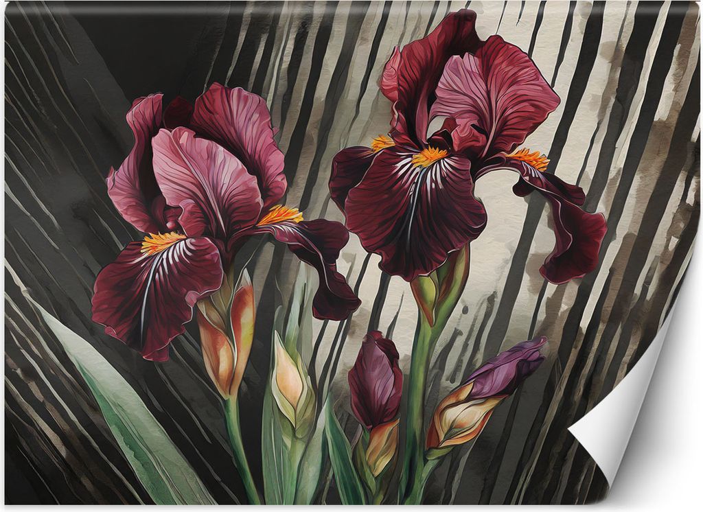 Vlies fototapete Abstrakte rote Blumen 350x245 cm Feeby Rot inkl. Kleber einfache Montage