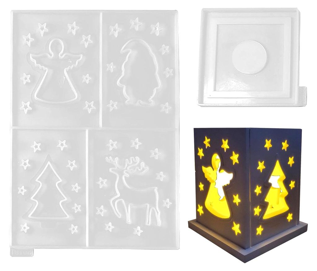 Laternenformen für Resin | Weihnachts-Gipsformen zum Gießen | Silikonformen für Heimdekoration mit Epoxidharz, Zement und Feiertagsmotiven