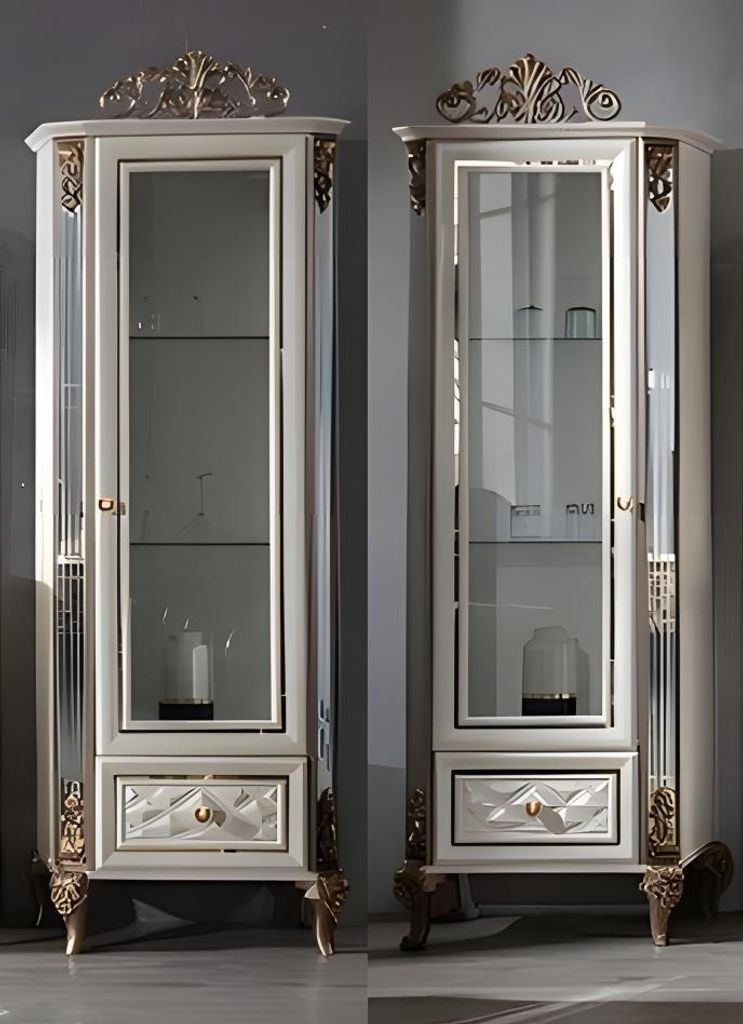 Wohnzimmer 2x Vitrinen Weiß Kommode Sideboard Holzmöbel Luxus Anrichten