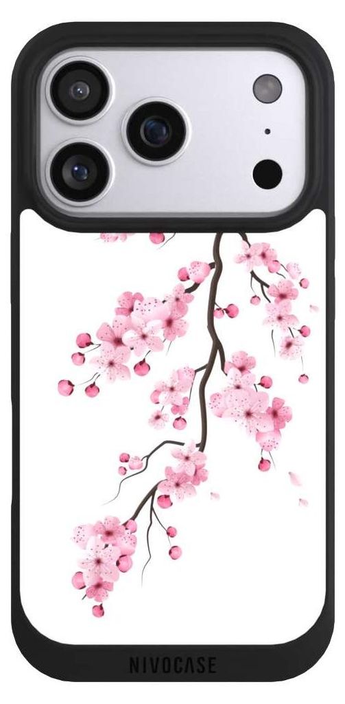 NIVOCASE Handyhülle für Apple iPhone 17 Pro Hülle NIVOpure Case Schwarz Asien Japan Kirschblüten