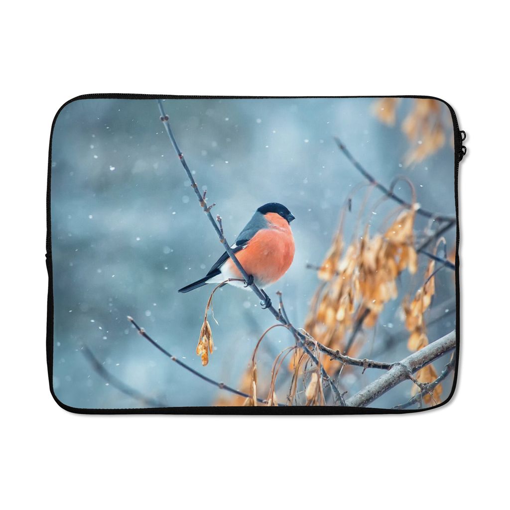 MuchoWow Laptop Hülle 15 Zoll Rotkehlchen - Vogel - Schnee - Herbstliche Blätter Laptoptasche - Laptoptasche - Sleeve - Rundum-Schutz