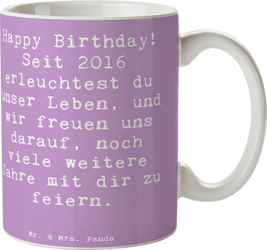 Mr. & Mrs. Panda Tasse Spruch 2016 Geburtstag - Lavendeltraum - Geschenk, Jahrgang, besonderes Jahr feiern, bereichern, Becher, Kaffeebecher, mit, ...