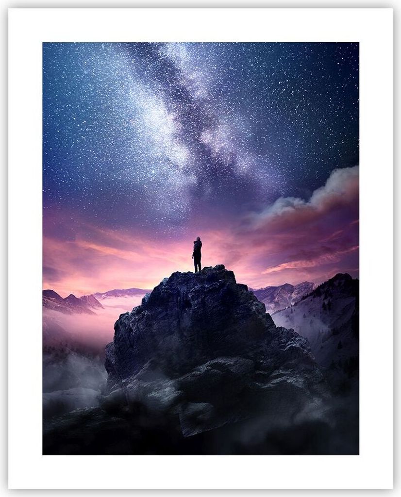 Poster - Poster ohne Rahmen - Gipfel Wolken Nacht - 40x50 Produktbild 