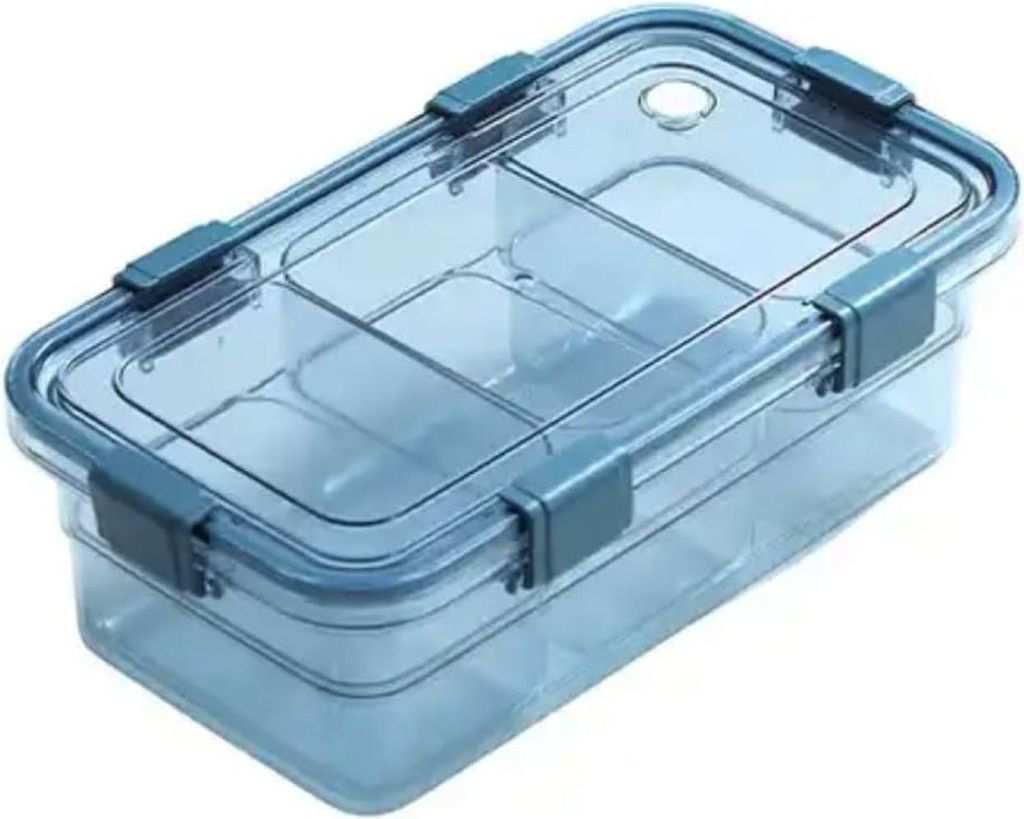 Neu gestaltete Servierplatte: RHP Snackschale mit 3 Fächern und luftdichtem Deckel. Ideal für Nüsse, Desserts und Gewürze. Praktische Aufbewahr...