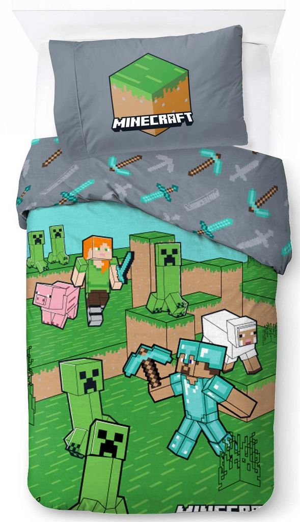Minecraft "Animals & Mobs" Bettwäsche-Set, Gaming 135x200 & 80x80