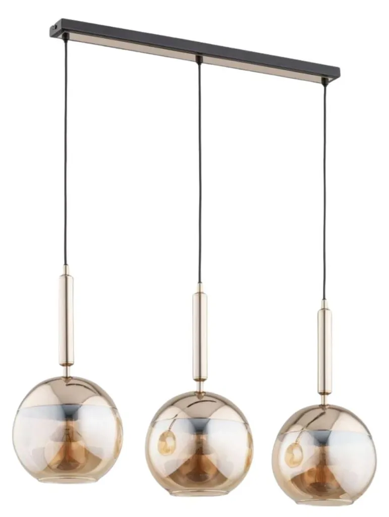 Lustre de Salon VOLDA Noir et Ambre pour Ambiance Chaleureuse - Alfa