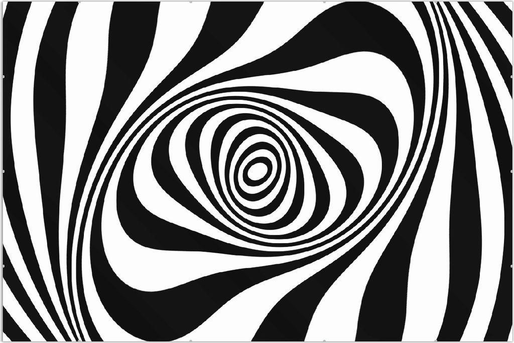 Wallario Wandbild Optische Täuschung - Zebra Muster - schwarz weiß, Größe: 61 x 91,5 cm, Poster mit rahmenlosen Bildhalter