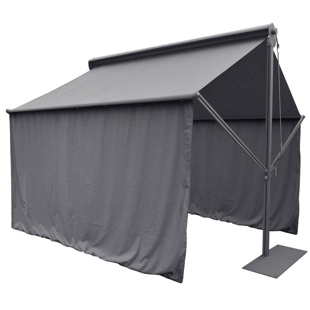 Vorhänge für gartenlaube "salsa" 4x2m aus schieferfarbenem polyester - Hespéride