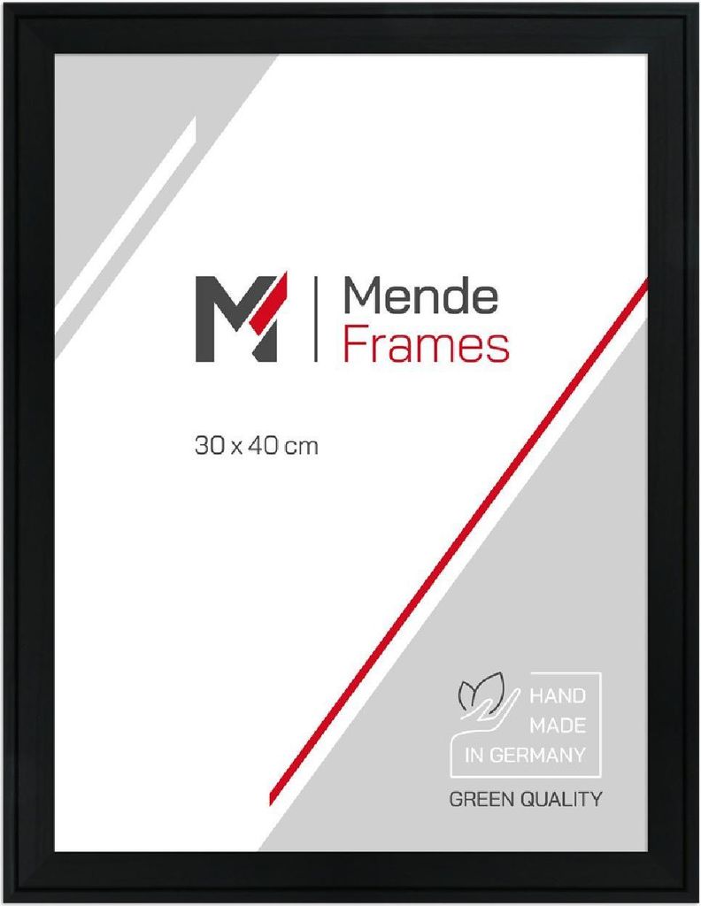 MendeFrames H120 Schwarz 30x60 cm Bilderrahmen aus Holz mit Kunstglas