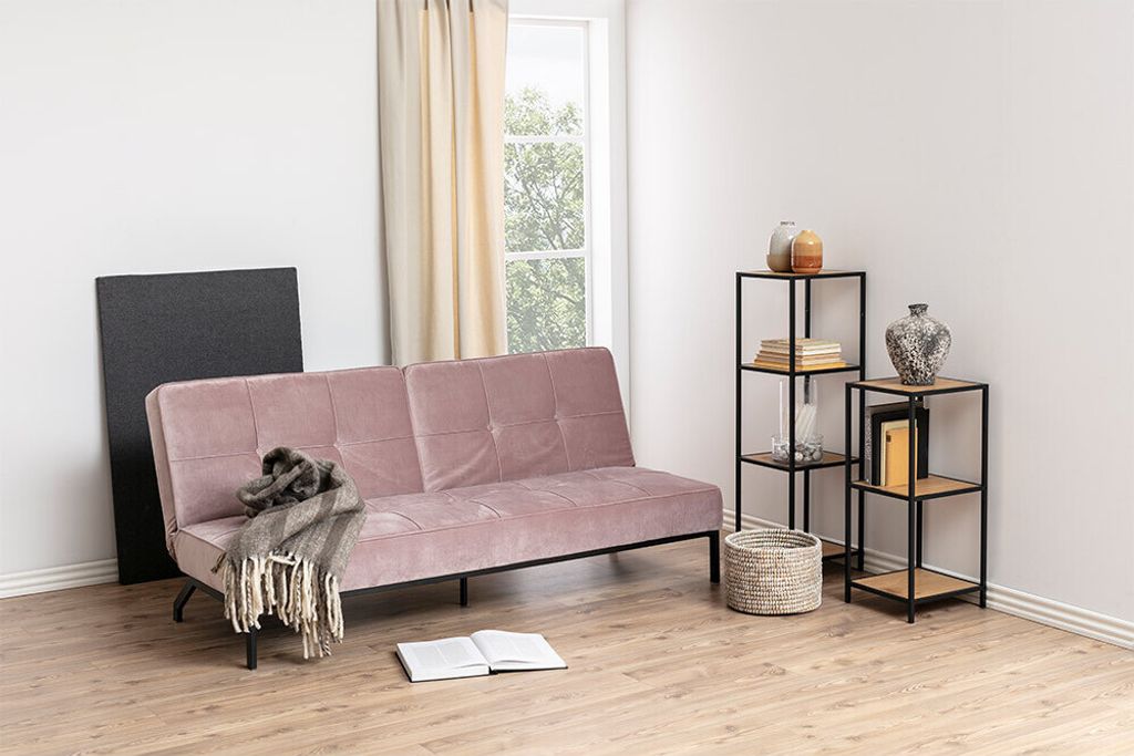 Smuk Samt Schlafsofa Akari Rosa Produktbild 