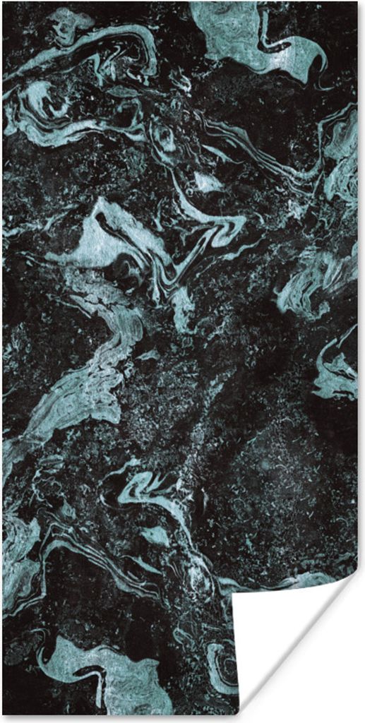 MuchoWow Poster Naturstein - Blau - Stein 75x150 cm - Dekoration für die Wände