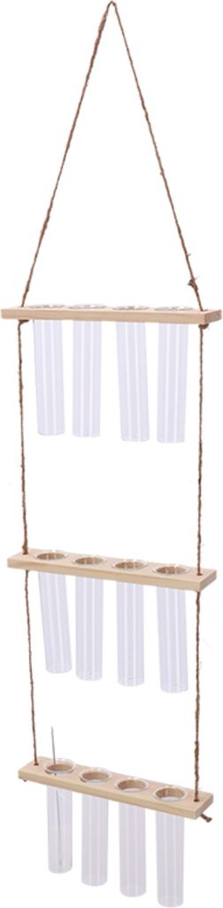 Esschert Design AGG139, Zylinderförmige Vase, Glas, Jute, Nylon, Pinienwald, Edelstahl, Transparent, Holz, Drinnen, Drinnen, 700 mm