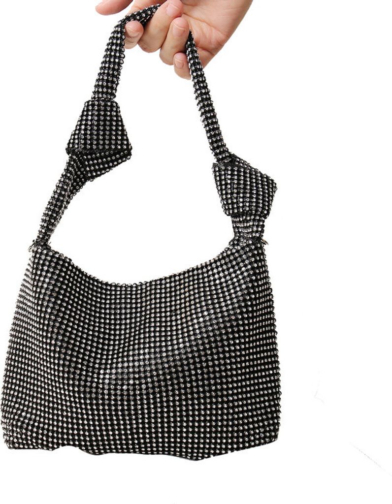 (Schwarz) Damen Abendtasche Clutch Umhängetasche Damen Strass Clutch Tasche Funkelnde Handtasche Glitzer Umhängetasche für Hochzeit Abend Abschl...