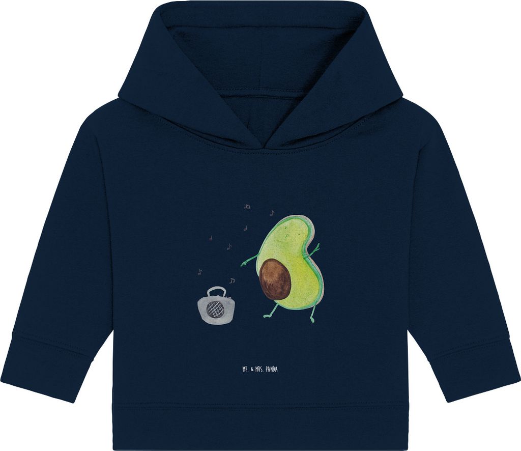 Mr. & Mrs. Panda Organic Baby Hoodie Avocado Tanzen 12. - 18. Monat - French Navy - Geschenk, Fröhlich, Singen, Party, Kapuzensweatshirt, Kapuzens...