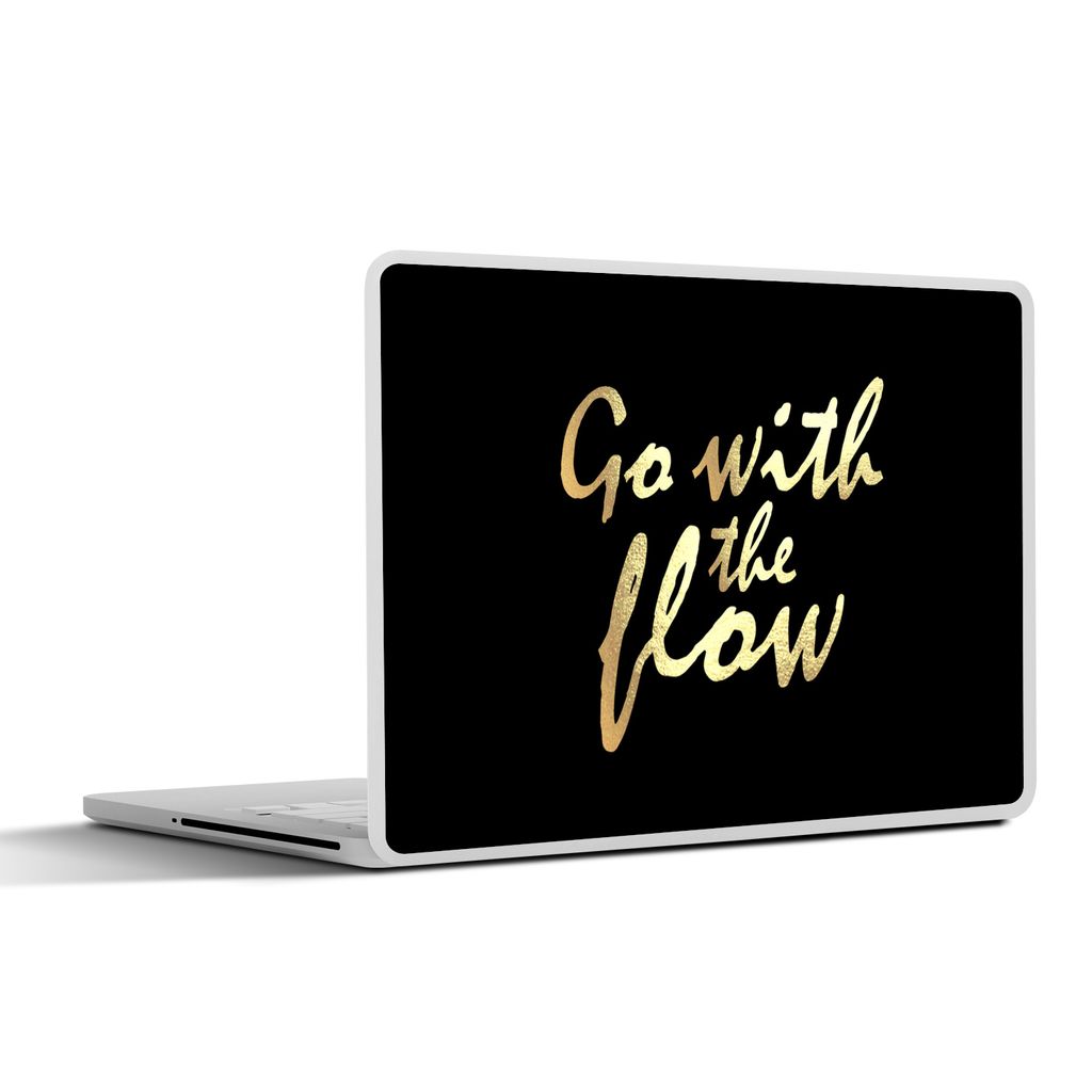 MuchoWow Laptop Aufkleber Sticker Cover Zitate - Entspannen - Gold - Schwarz 30x21 cm - Sticker für Laptop - Selbstklebend