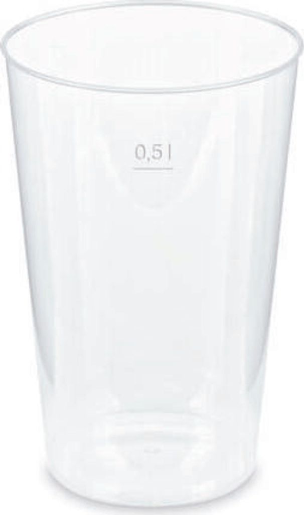 30x Mehrwegbecher Pfandbecher transparent PP Eichstrich 0,5 l Ø 9,1 cm